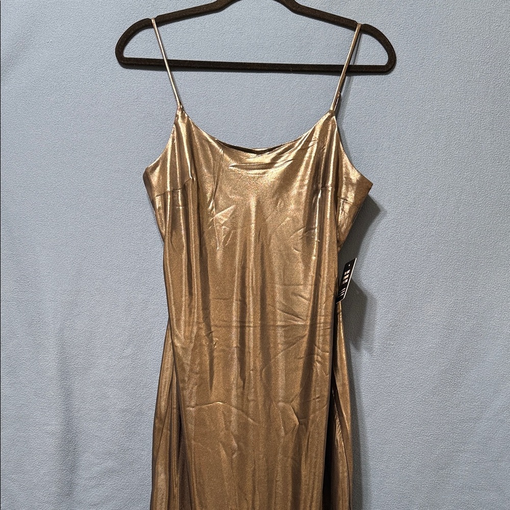 Elegant Silver Slip Dress by Express Slits on Side Size M New
